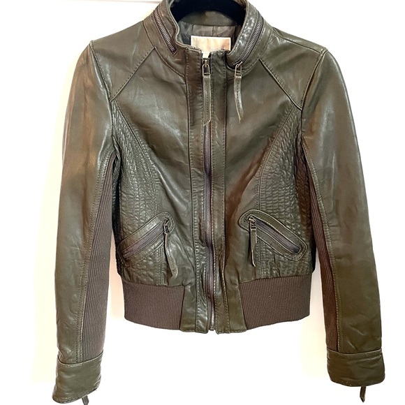 MICHAEL Michael Kors Faux Leather Bomber Jacket - Picture 1 of 10